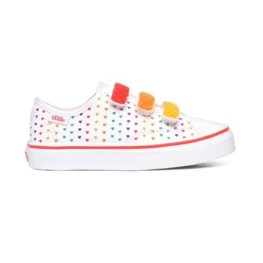 Vans Shoes | Chenille Style 23 V Kids (4-8 years) (Chenille) Rainbow Heart/True White - Click Image to Close