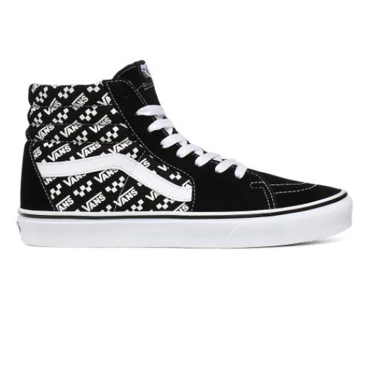 Vans Shoes | Logo Repeat Sk8-Hi (Logo Repeat) Black/True White - Click Image to Close