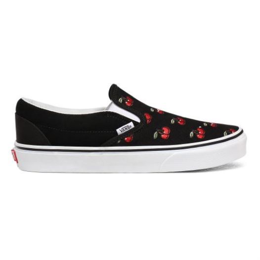 Vans Shoes | Cherries Classic Slip-On (Cherries) Black - Click Image to Close