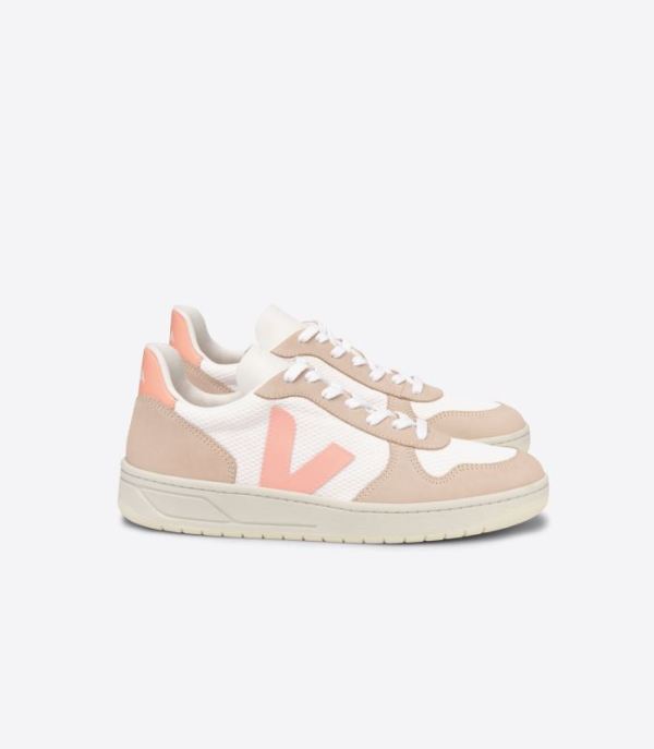 VEJA | WOMENS V-10 ALVEOMESH WHITE BELLINI ALMOND