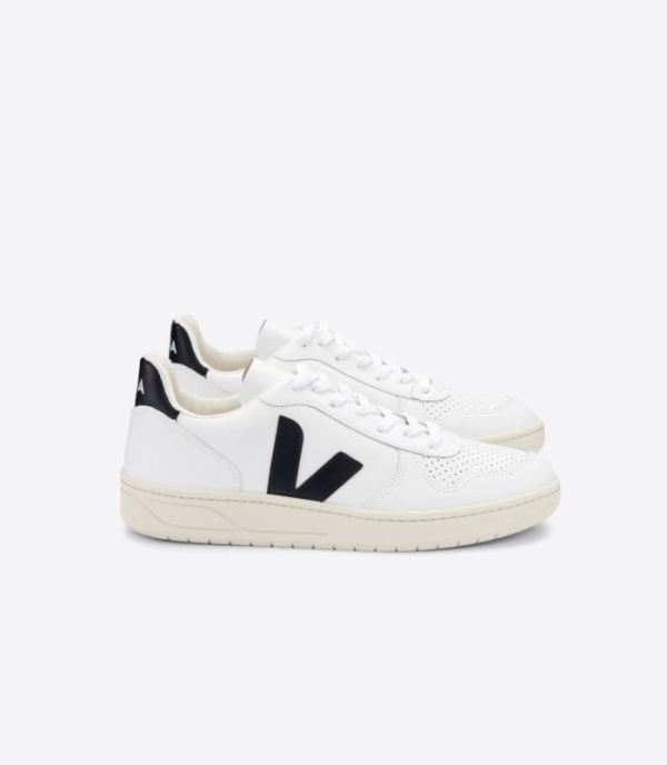 VEJA | WOMENS V-10 LEATHER WHITE BLACK - Click Image to Close