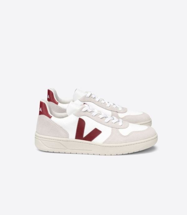 VEJA | WOMENS VSTORE V-10 BMESH WHITE NATURAL MARSALA - Click Image to Close