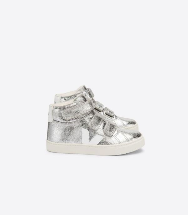 VEJA | KIDS ESPLAR MID FURED SUEDE SILVER WHITE - Click Image to Close