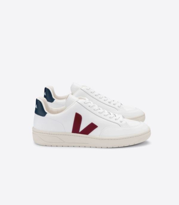 VEJA | WOMENS V-12 LEATHER EXTRA WHITE MARSALA NAUTICO