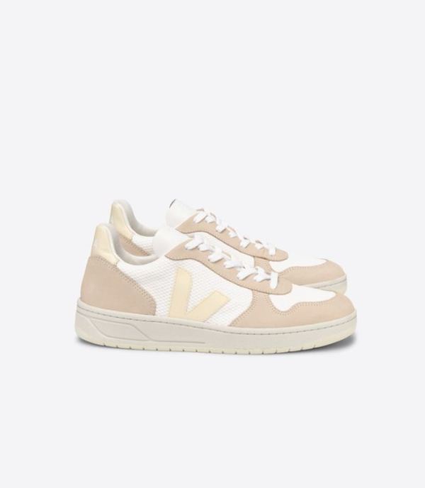 VEJA | WOMENS V-10 ALVEOMESH WHITE BUTTER ALMOND