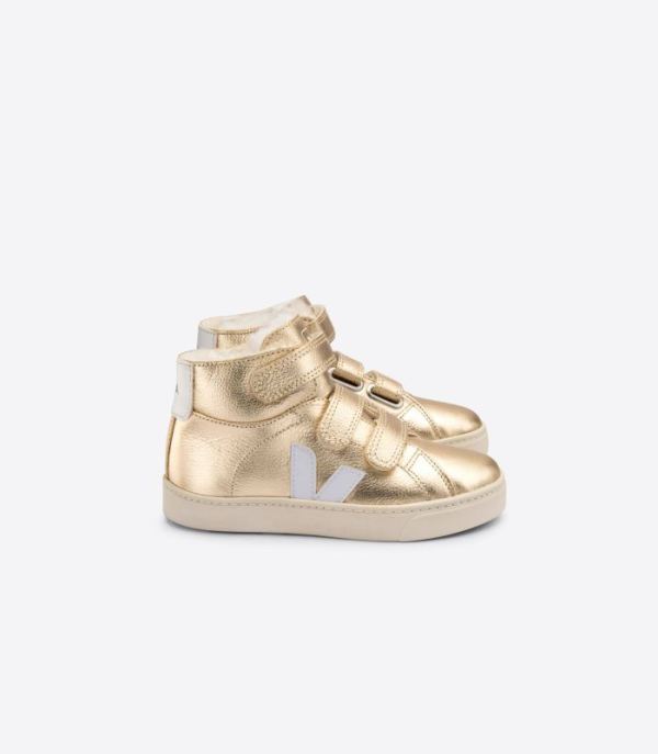 VEJA | KIDS ESPLAR MID FURED LEATHER PLATINE WHITE