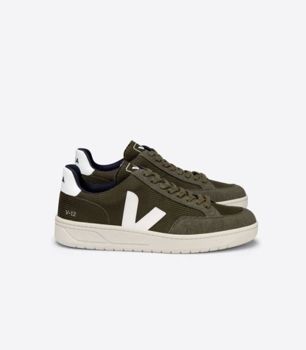 VEJA | WOMENS V-12 VEGAN B-MESH OLIVE WHITE