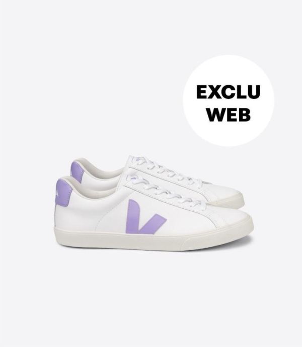 VEJA | WOMENS ESPLAR LEATHER WHITE LAVANDE - Click Image to Close