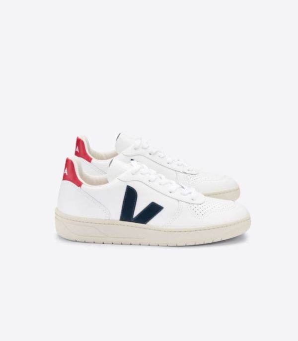 VEJA | MENS V-10 LEATHER WHITE NAUTICO PEKIN - Click Image to Close