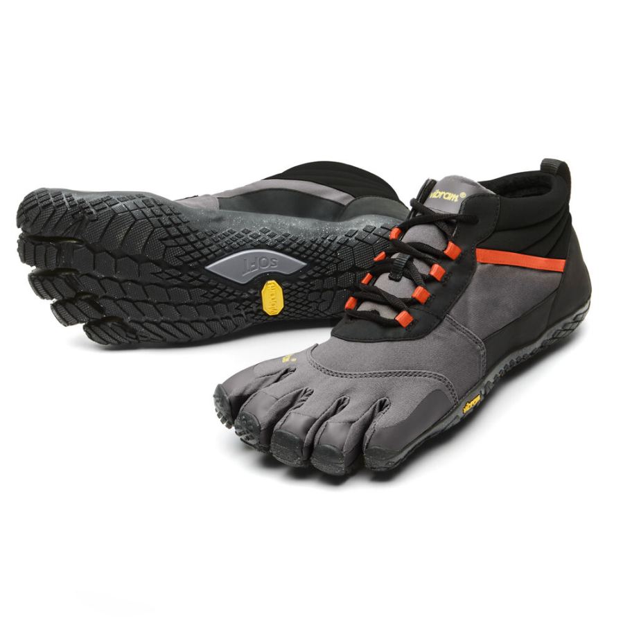 Vibram Boots V-Trek Insulated Men's Black / Grey / Flame Red - Click Image to Close