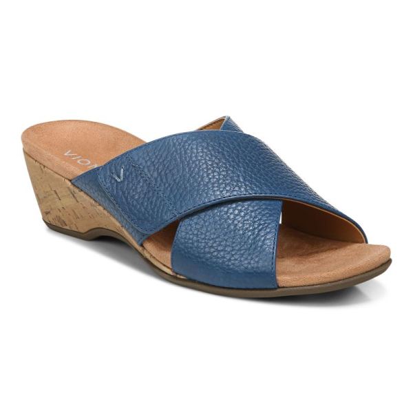 Vionic - Women's Leticia Wedge Sandal - Dark Blue - Click Image to Close