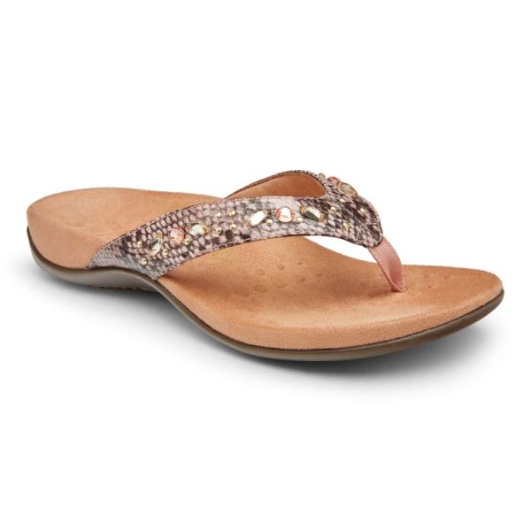 Vionic - Women's Lucia Toe Post Sandal - Camelia Snake