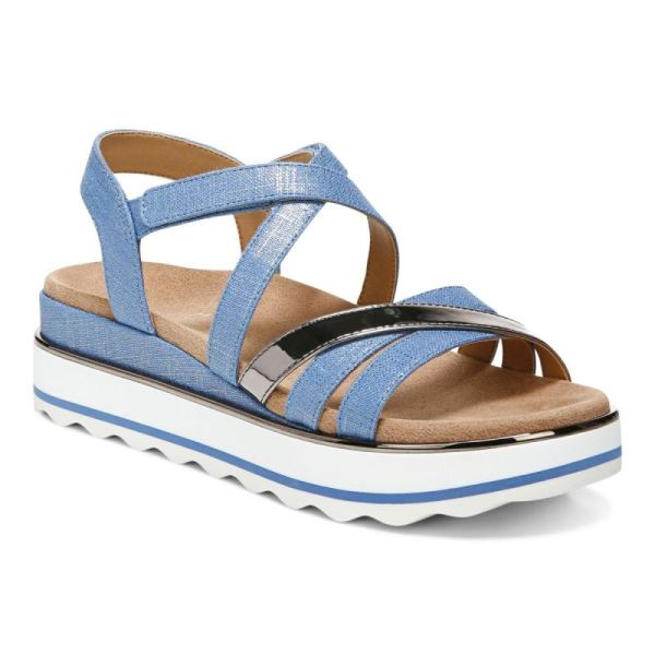 Vionic - Women's Kellyn Flatform Sandal - Vallarta Blue - Click Image to Close