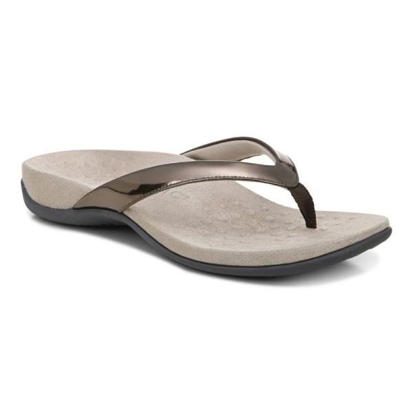 Vionic - Women's Dillon Toe Post Sandal - Pewter - Click Image to Close