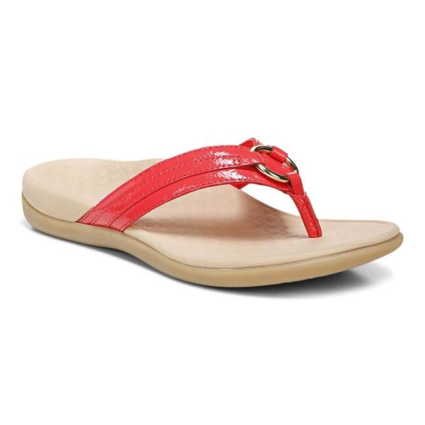 Vionic - Women's Tide Aloe Toe Post Sandal - Poppy Leather - Click Image to Close