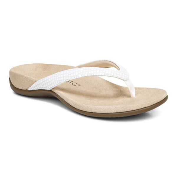 Vionic - Women's Dillon Toe Post Sandal - White Lizard - Click Image to Close