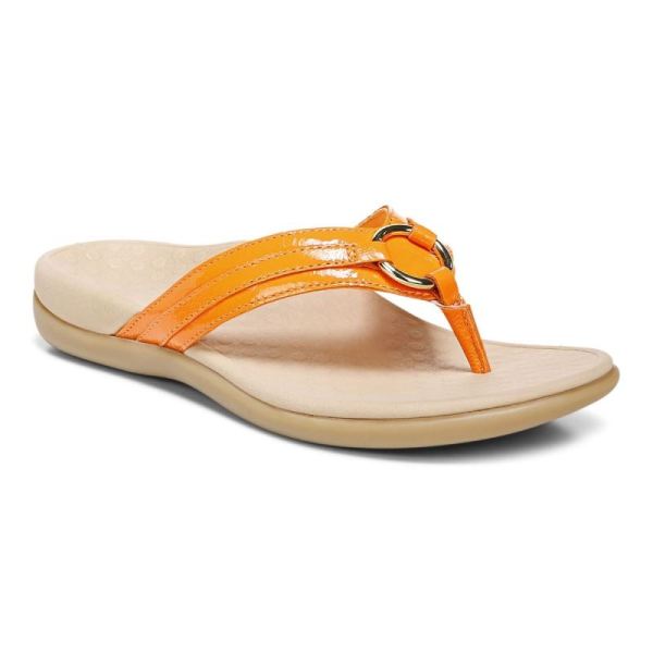 Vionic - Women's Tide Aloe Toe Post Sandal - Marigold Leather - Click Image to Close