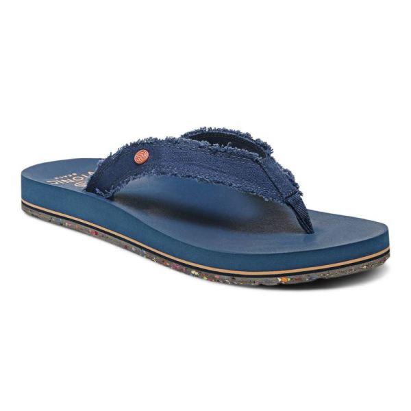 Vionic - Women's Unwind Toe Post Sandal - Navy - Click Image to Close