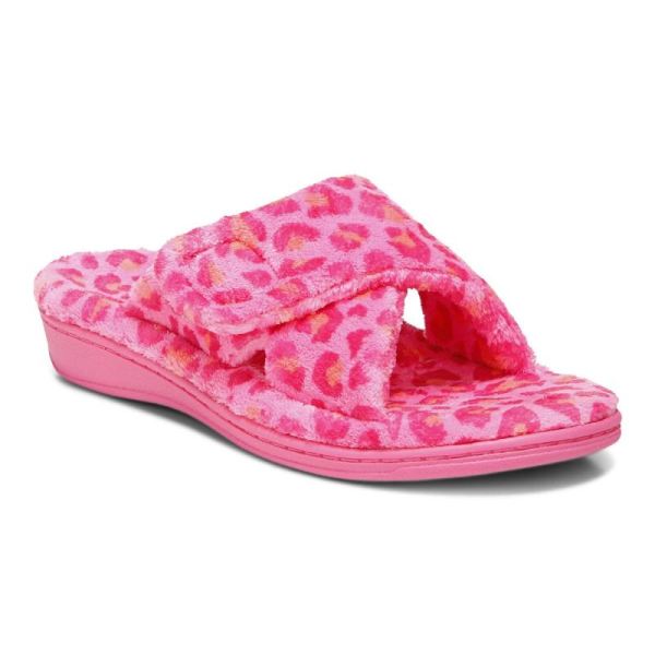 Vionic - Women's Relax Slippers - Bubblegum Leopard - Click Image to Close