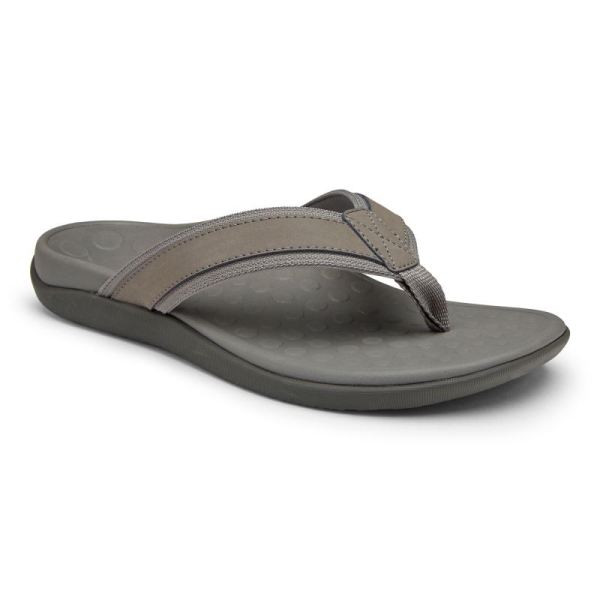 Vionic - Men's Tide Toe Post Sandal - Charcoal - Click Image to Close