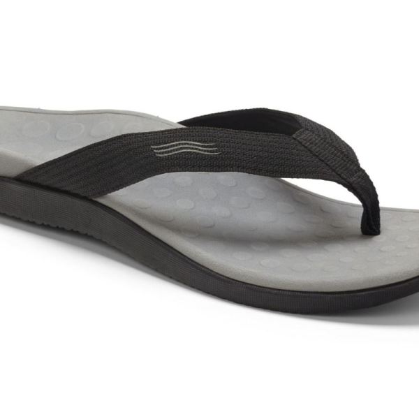 Vionic - Men's Wave Toe Post Sandal - Black - Click Image to Close