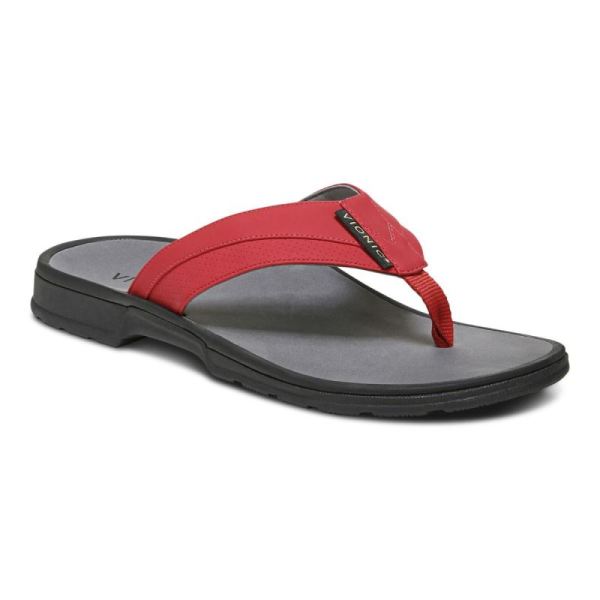 Vionic - Men's Wyatt Toe Post Sandal - Red - Click Image to Close