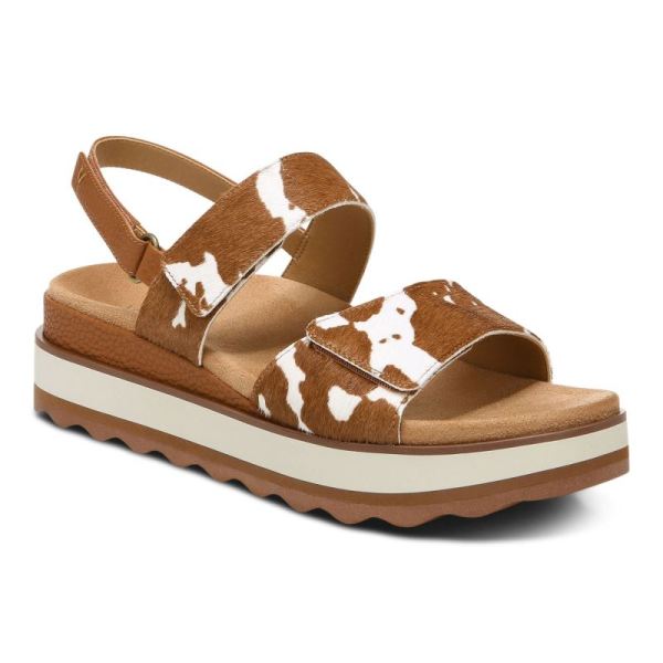 Vionic - Women's Brielle Flatform Sandal - Brown Cow Print