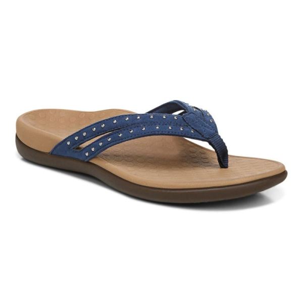 Vionic - Women's Tasha Toe Post Sandal - Dark Blue - Click Image to Close