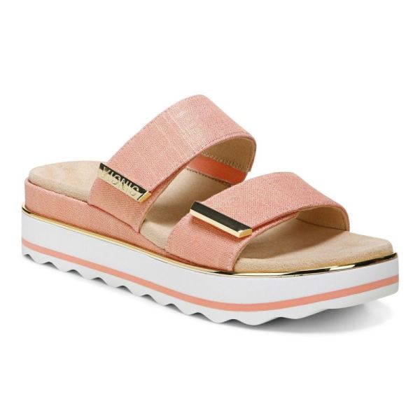 Vionic - Women's Brandie Flatform Sandal - Papaya Linen - Click Image to Close