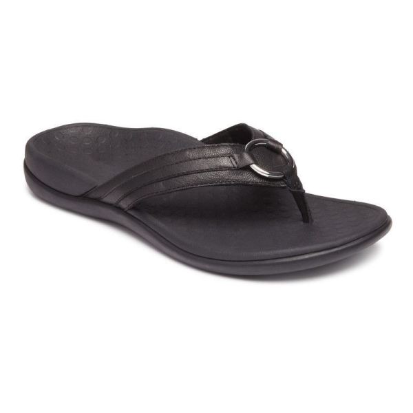 Vionic - Women's Tide Aloe Toe Post Sandal - Black Leather