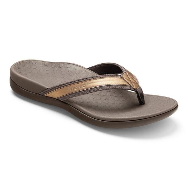 Vionic - Women's Tide II Toe Post Sandal - Bronze Metallic - Click Image to Close