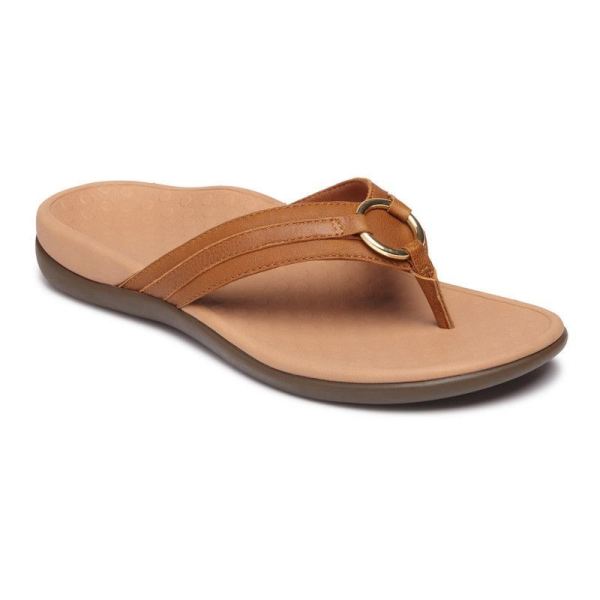 Vionic - Women's Tide Aloe Toe Post Sandal - Mocha Leather - Click Image to Close