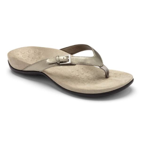 Vionic - Women's Kelby Toe Post Sandal - Pewter - Click Image to Close