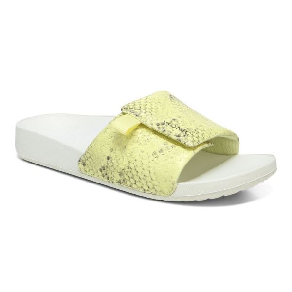 Vionic - Women's Keira Slide Sandal - Citrine Snake - Click Image to Close