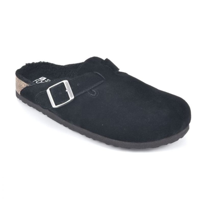 White Mountain Women's Bari Leather Footbeds Clog-Black Suede With Faux Shearling Lining | Canada Outlet White Mountain Women's Bari Leather Footbeds Clog-Black Suede With Faux Shearling Lining | Canada Outlet