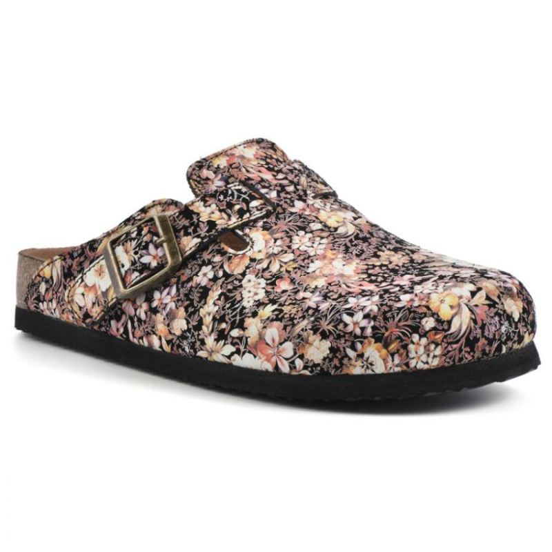 White Mountain Women's Bari Leather Footbeds Clog-Black Floral Suede | Canada Outlet White Mountain Women's Bari Leather Footbeds Clog-Black Floral Suede | Canada Outlet