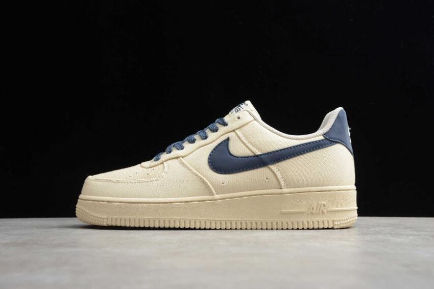 Women's Nike Air Force 1 07 Beige Deep Blue Reflection 315122-109 Running Shoes - Click Image to Close