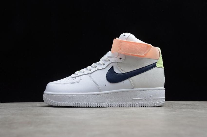 Women's Nike Air Force 1 High White Midnight Navy Pink 334031-117 Running Shoes - Click Image to Close