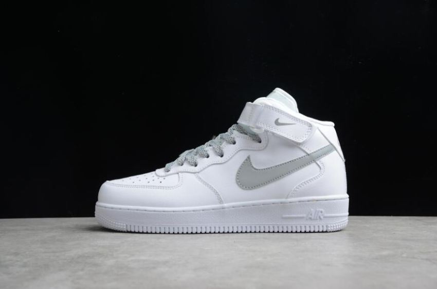 Men's Nike Air Force 1 07 Mid 366731-606 White Silver Reflective Light Running Shoes - Click Image to Close