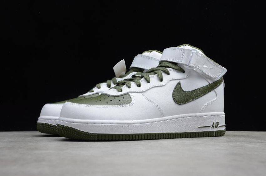 Men's Nike Air Force 1 Mid Retro White Dark Green 554724-088 Running Shoes - Click Image to Close