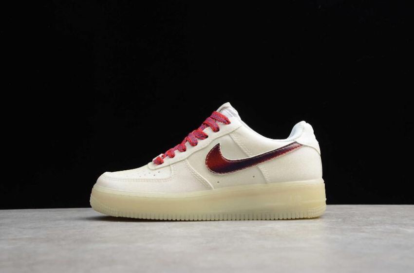 Women's Nike Air Force 1 GS Colorful Beige University Red 718152-007 Running Shoes - Click Image to Close