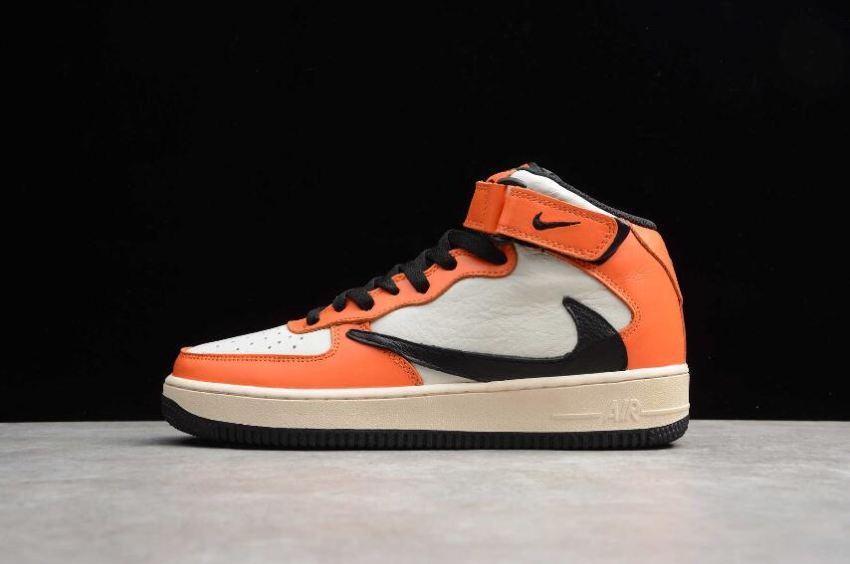 Women's Nike Air Force 1 Mid 07 x Travis Scott Orange White Black 804609-158 Running Shoes - Click Image to Close