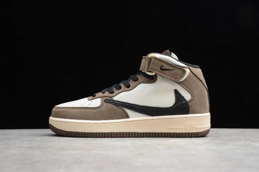 Women's Nike Air Force 1 Mid 07 x Travis Scott Beige Brown 804609-168 Running Shoes