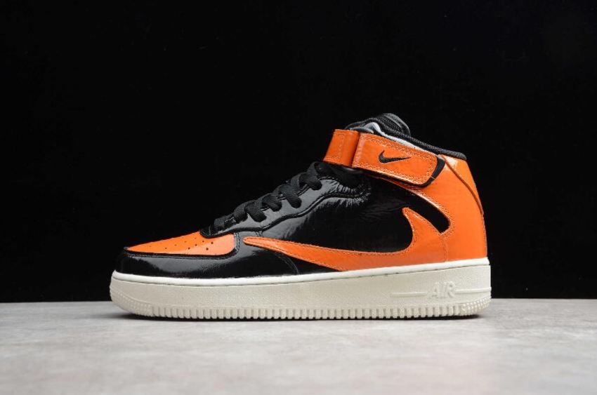 Women's Nike Air Force 1 Mid 07 x Travis Scott Black Orange 804609-188 Running Shoes - Click Image to Close