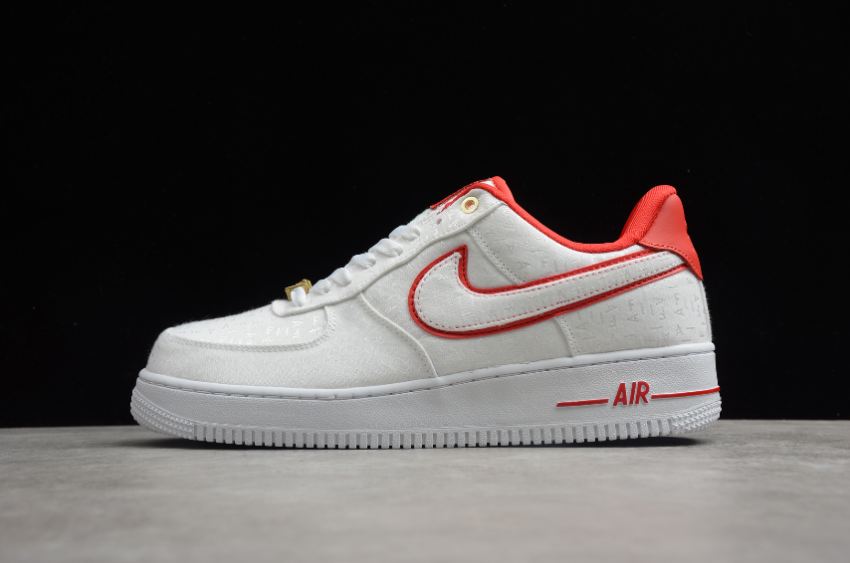 Men's Nike Air Force 1 07 LX White Embellished Red 898889-101 Running Shoes