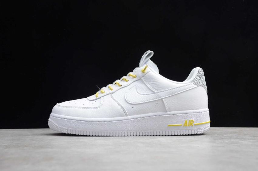 Men's Nike Air Force 1 07 LX White Chrome Yellow 898889-104 Running Shoes