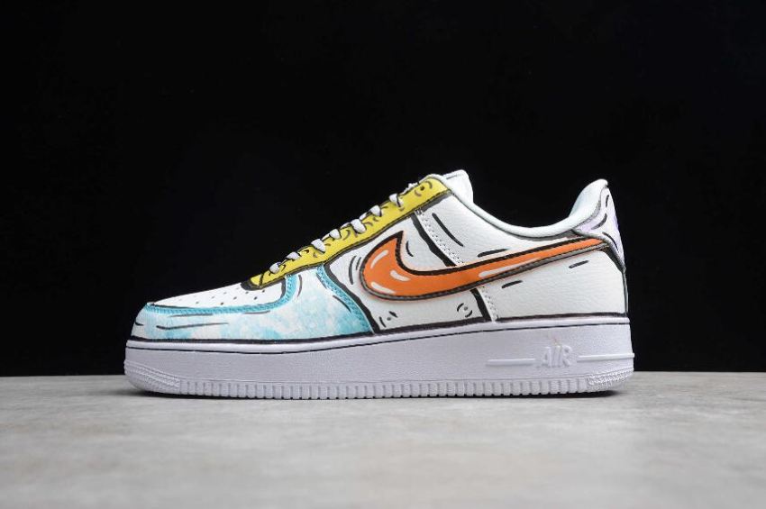 Men's Nike Air Force 1 07 SE Yellow Orange AO9822-001 Running Shoes - Click Image to Close