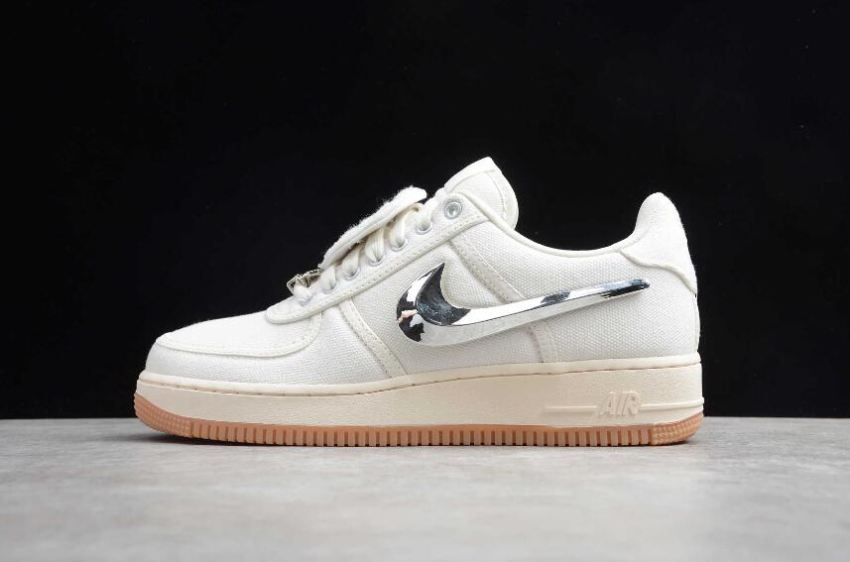 Women's Nike Air Force 1 Low Travis Scott Cream White Light Brown AQ4211-101 Running Shoes