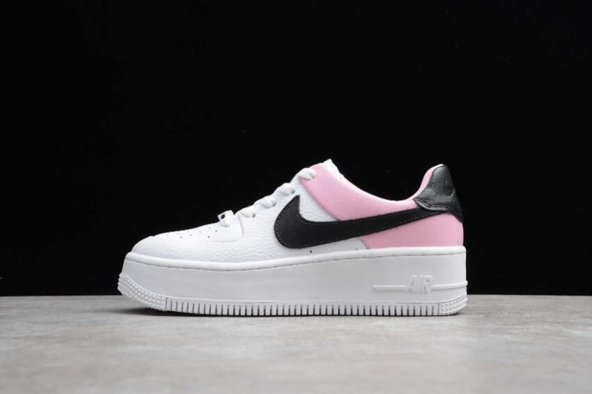 Women's Nike Air Force 1 Sage Low White Black Pink AR5339-102 Running Shoes