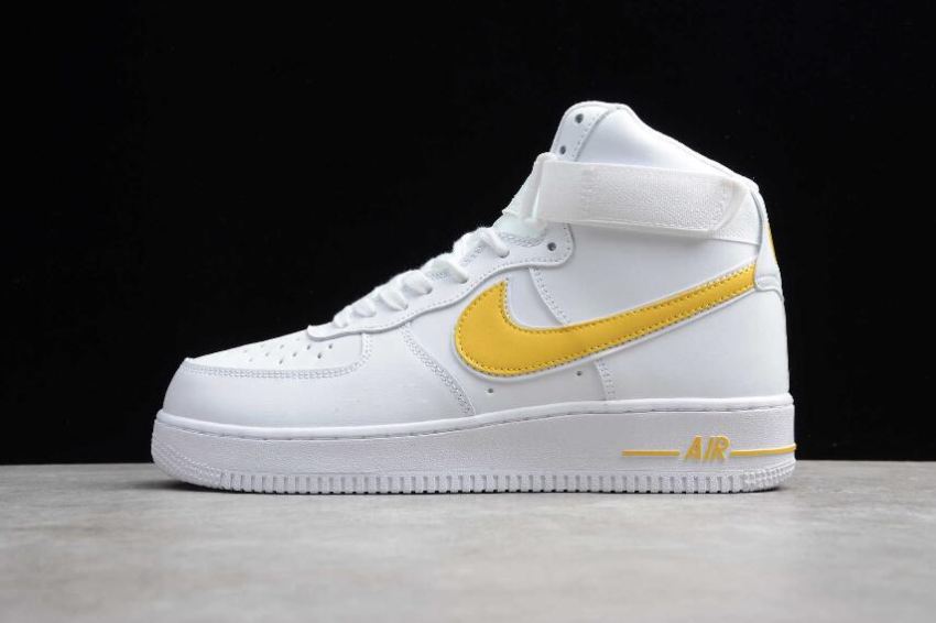 Men's Nike Air Force 1 High 07 White Yellow AT4141-101 Running Shoes - Click Image to Close